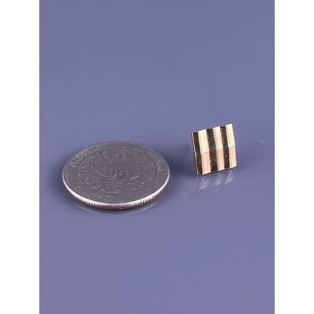 Square Striped Cut Tie Tack Pin Gold Plated Simple Stripes Polished Vintage